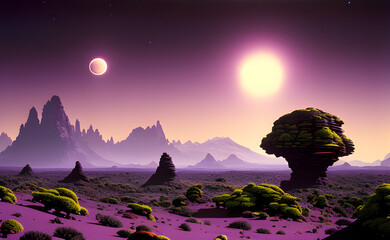 Alien Planet Landscape, generative AI
