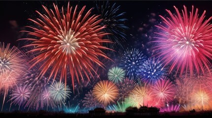 Beautiful fireworks in the night.generative AI