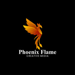 Obraz premium Vector Logo Illustration Phoenix Flame Gradient Colorful Style