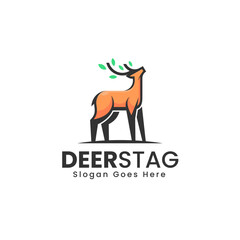 Vector Logo Illustration Deer Stag Simple Mascot Style