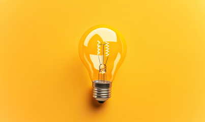 Light bulb on yellow background,Brainstorming concept with a light bulb,light bulb