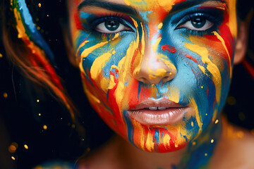 art portrait of a girl in oil paint. Generative AI