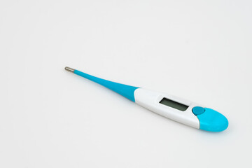 Electronic modern thermometer isolated on white. Fever diagnostic and healthcare concept Modern medical equipment.