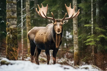 Washable wall murals Moose moose in the forest. Generative AI