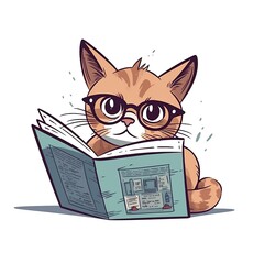 cat and book