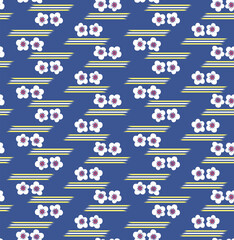 Japanese Cute Cherry Blossom Stripe Vector Seamless Pattern