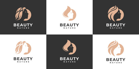 Collection of beauty women hair logo