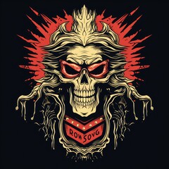 Skull Punk rock Logo design inspiration,design element for logo,poster,card,benner,emblem,t shirt. AI Generative