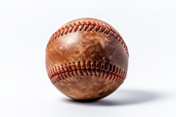 old dirty baseball ball on a white background, created by Generative AI