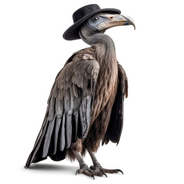 A Vulture (Cathartidae) in a detective's coat and fedora.