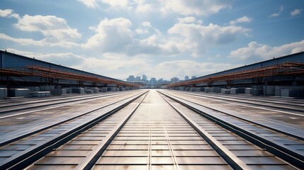 Fototapeta premium Roof construction metal industry roof new warehouse