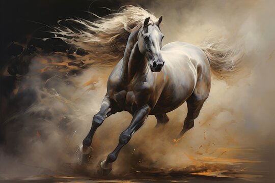 pictures of horse paintings for wall decoration. Generative AI