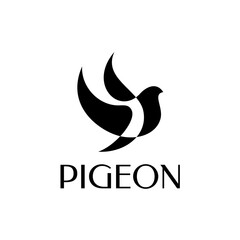 Pigeon Dove Bird Silhouette Logo Design