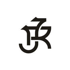 Monogram Initials Letter JR RJ Logo Design