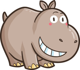 Fototapeta premium Funny and cute light brown hippo cartoon illustration