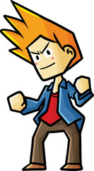 Cool guy with orange hair standing with confidence pose cartoon illustration