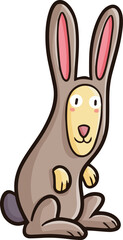 Funny brown rabbit cartoon character illustration