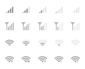 Set of icons representing the strength of radio waves in various designs - obrazy, fototapety, plakaty