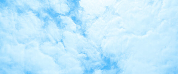 Blue sky background with clouds, white cloud on blue sky, beautiful blue sky clouds for background. Panorama of sky.	
