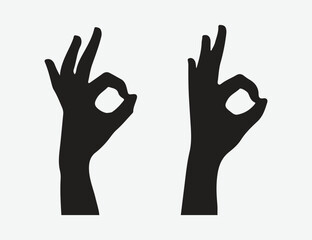 Expressive Gestures, Elegant Silhouette of a Woman's Hand Making the 'OK' Sign - Vector Illustration