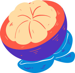 Organic Half Cut Mangosteen Illustration