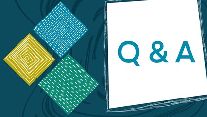 Q and A - Questions And Answers Colorful Turquoise Squares Elements Text White Box