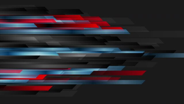 Blue, red and black hi-tech geometric abstract background. Seamless looping motion design. Video animation Ultra HD 4K 3840x2160