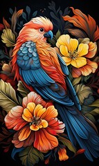 Obraz premium parrot on a tree