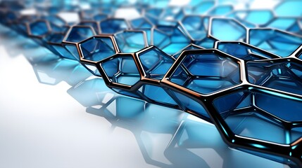Blue Tech Elegance: Minimalist Hexagon on White Background