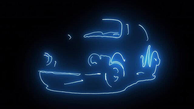 The silhouette of the car is drawn with luminous lines