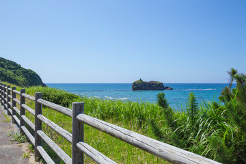 夏の白兎海岸の風景 鳥取県 白兎海岸