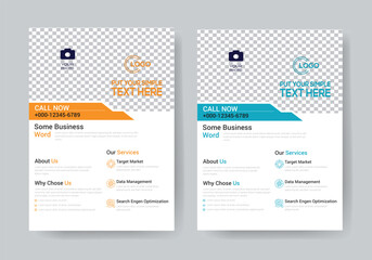 Business and corporate flyer template design, simple, clean and white, creative and modern leaflet