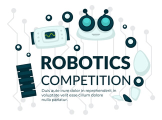 Obraz premium Robotics competition, exhibition or display poster