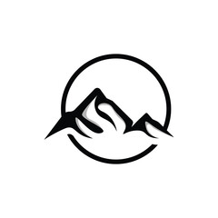 Fototapeta na wymiar Mountain Logo, Nature Landscape View Design, Climbers And Adventure, Template Illustration
