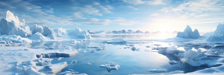 Naklejka na ściany i meble Crystalclear Ice Formations In A Serene Frozen Landscape. Crystalclear Ice, Frozen Landscape, Ice Formations, Winter Wonders, The Arctic Tundra, Subzero Landscapes