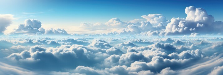Naklejka na ściany i meble Ethereal Cloudscape In A Dreamy Blue Sky.Enrapturing Swirls, Divine Shades Of Blue, Cloudspun Wonders, Mystical Morning Sky, Daring Azure Heaven, Heavenly Rays,
