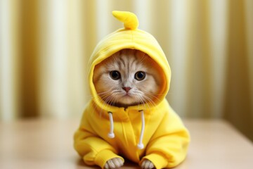 Silly Cat Dressed As A Banana, Bringing Humor To The Photo Shoot. Silly Cat Dressed As A Banana, Humorous Appeal Of Costume, Memorable Pictures With Pet