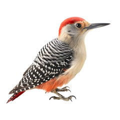 Red-bellied Woodpecker, wild bird, bird watching, realistic illustration,
 side view, transparent background, png, generative ai