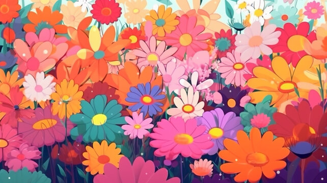 Flower background in cartoon shape