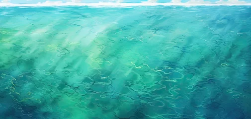 Zelfklevend Fotobehang beautiful sea, top view, anime, summer, clean, Generative AI © boxrean