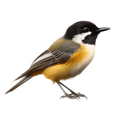 Naklejka premium Black-Capped Checkadee, wild bird, bird watching, realistic illustration, side view, transparent background, png, generative ai