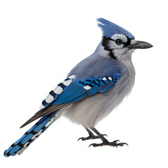 Blue Jay, bluebird, wild bird, bird watching, realistic illustration,
 side view, transparent background, png, generative ai