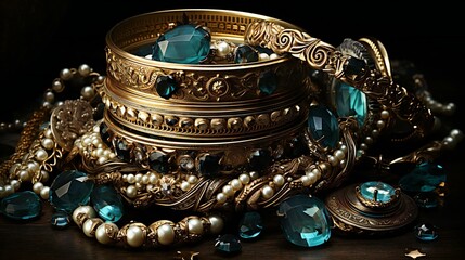 Obraz premium 海賊が集めたような宝石の山