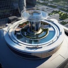 Skyscraper top view, new technologies