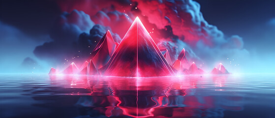 3d render abstract triangle fantasy background, Generative ai