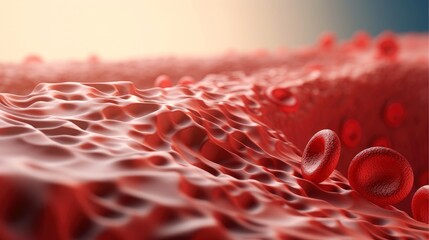 3D illustration mockup of the human organ systems, circulatory, digestive, red and white bloodcells wtih blurred backgroun. Medical education concept, Generative AI illustration