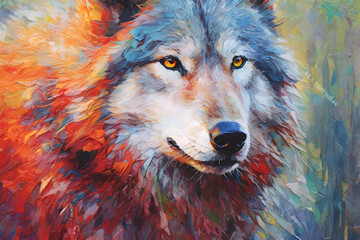 Digtial illustration of wolf, Generative