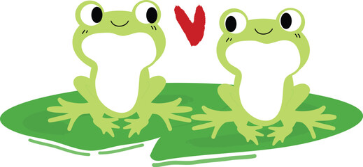 Obraz premium Cute frogs couple