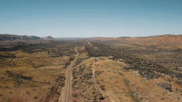 Orbiting Drone Shot of Neil Hargrave Lookout in West Macdonnell Range Northern Territory Australia 4K
