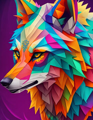 Graffiti Art of Wolf  Concept Colorful Wolf